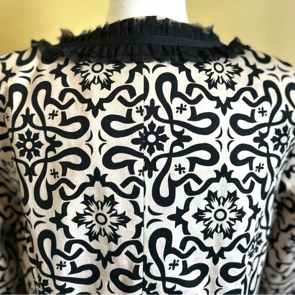 Marisa Christina Evening Blazer Jacket Womans XL Black Beige Floral Pockets Trim - Picture 11 of 16